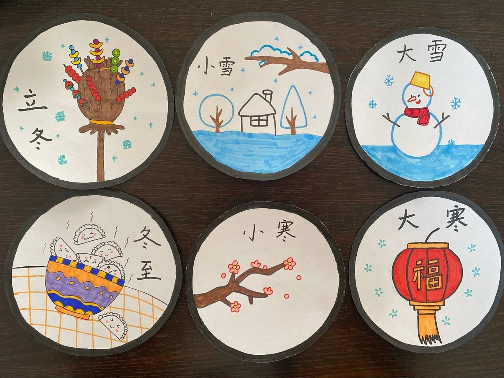 二十四节气手绘 模仿上的大神们画的,学生和老师共同完成 二十四节气