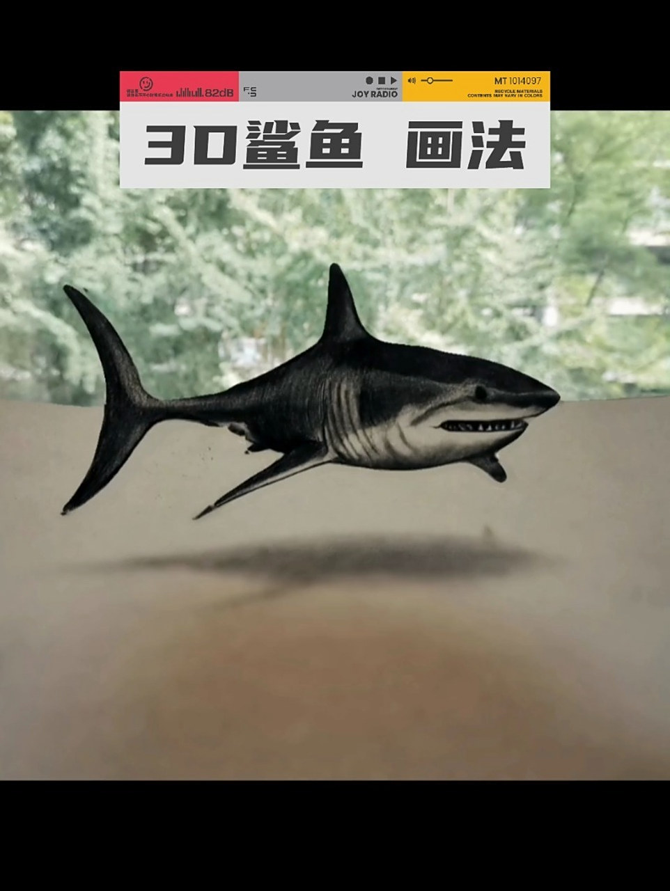 3d立体画 大白鲨 一支铅笔就能画.