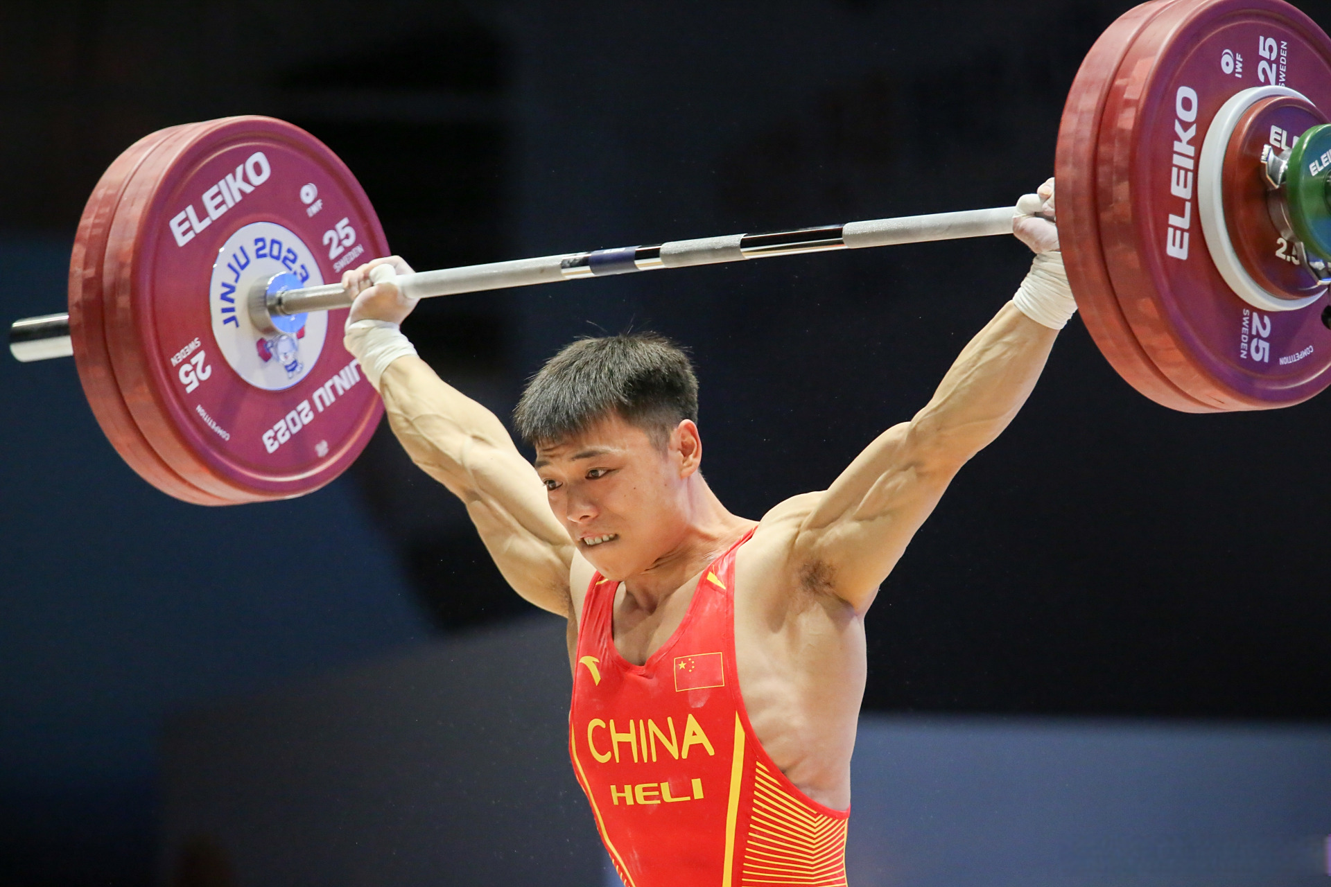 2023年举重亚锦赛# 男子61公斤级a组决赛,两位奥运冠军李发彬三金