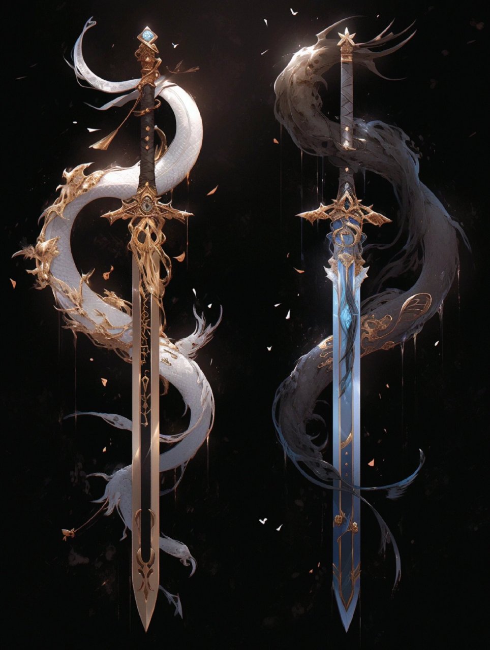 玄幻武器——阴阳双剑. 几组双剑提供给大家做素材