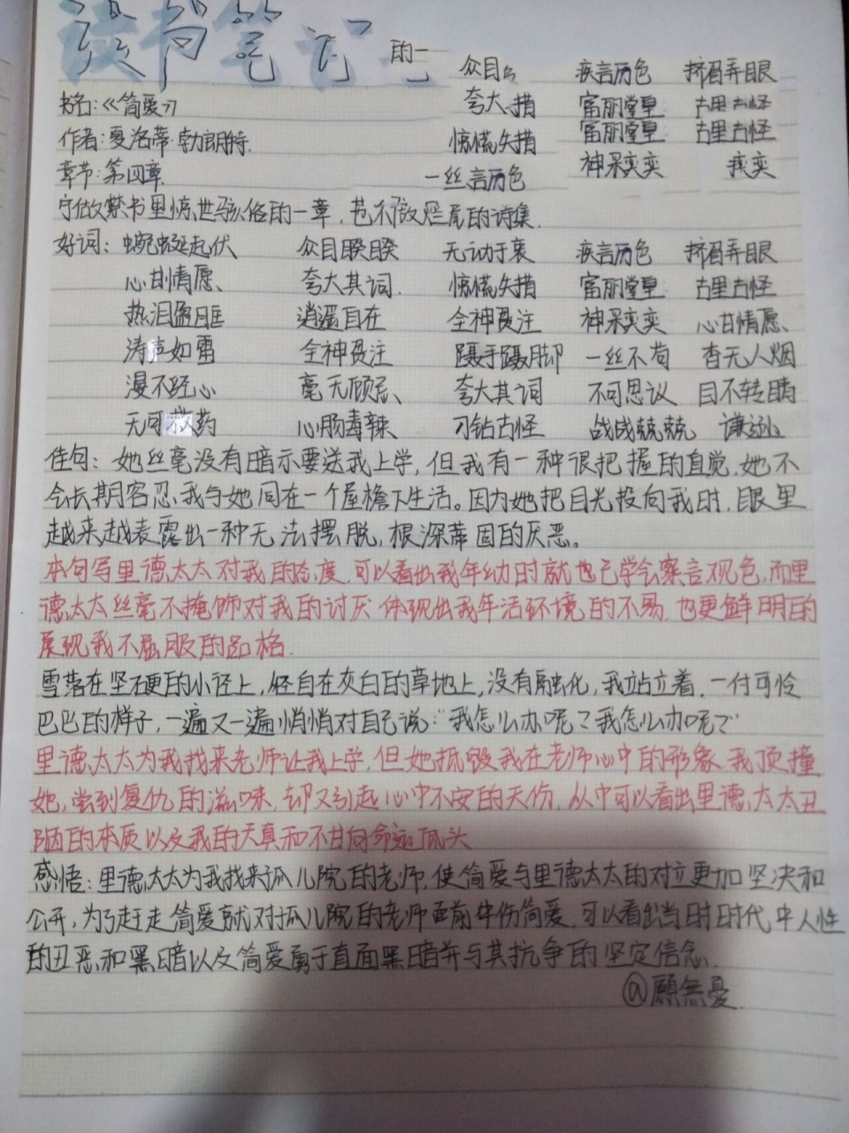 简爱每章读书笔记图片