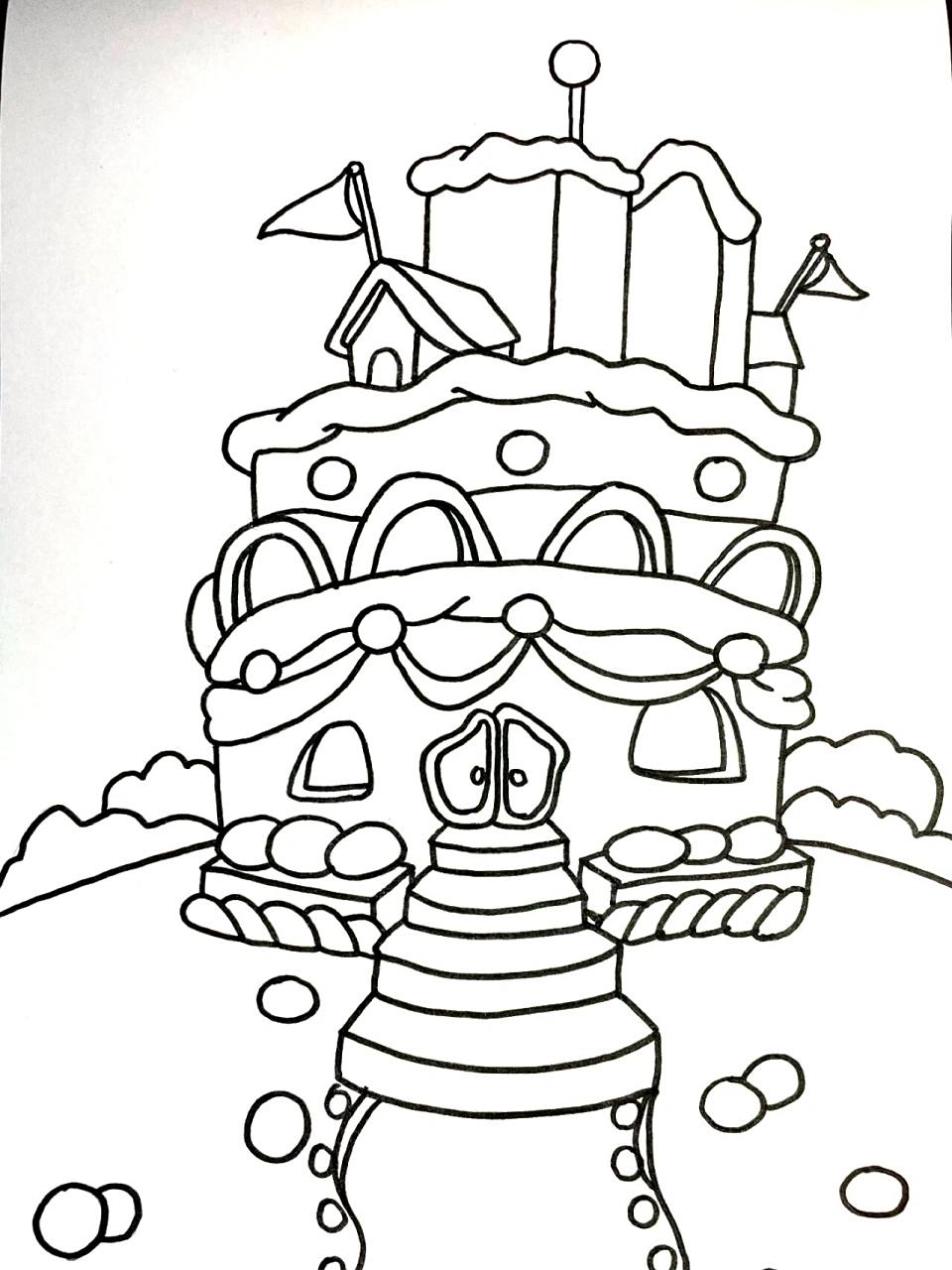 糖果蛋糕屋儿童简笔画详细步骤 糖果屋蛋糕屋儿童画根据喜好可以再