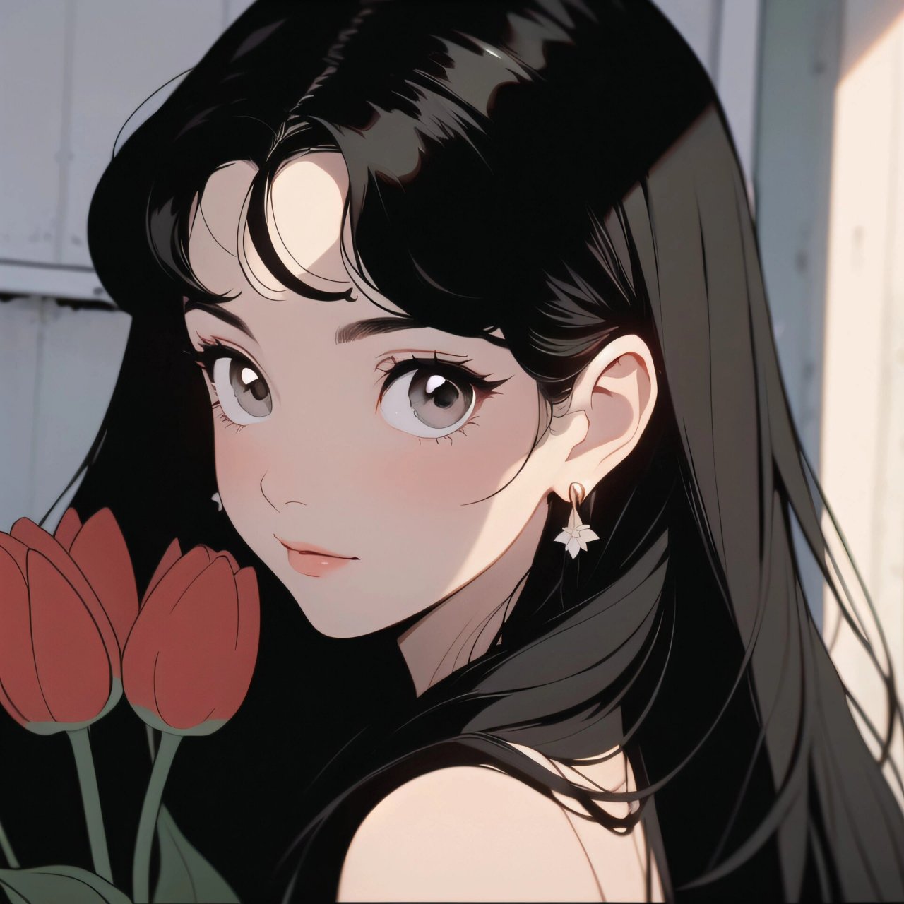 旧漫头像|午后慵懒风郁金香少女 最惬意就是阳光正好,和风拂面70