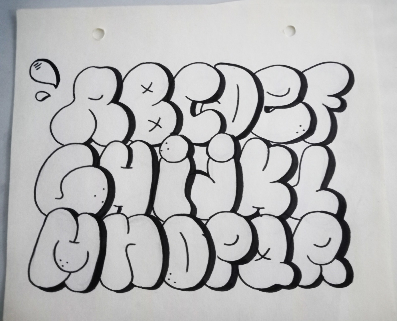 泡泡字体手绘字母表分享 今天抽空画了一套新的泡泡字母表,喜欢就收藏