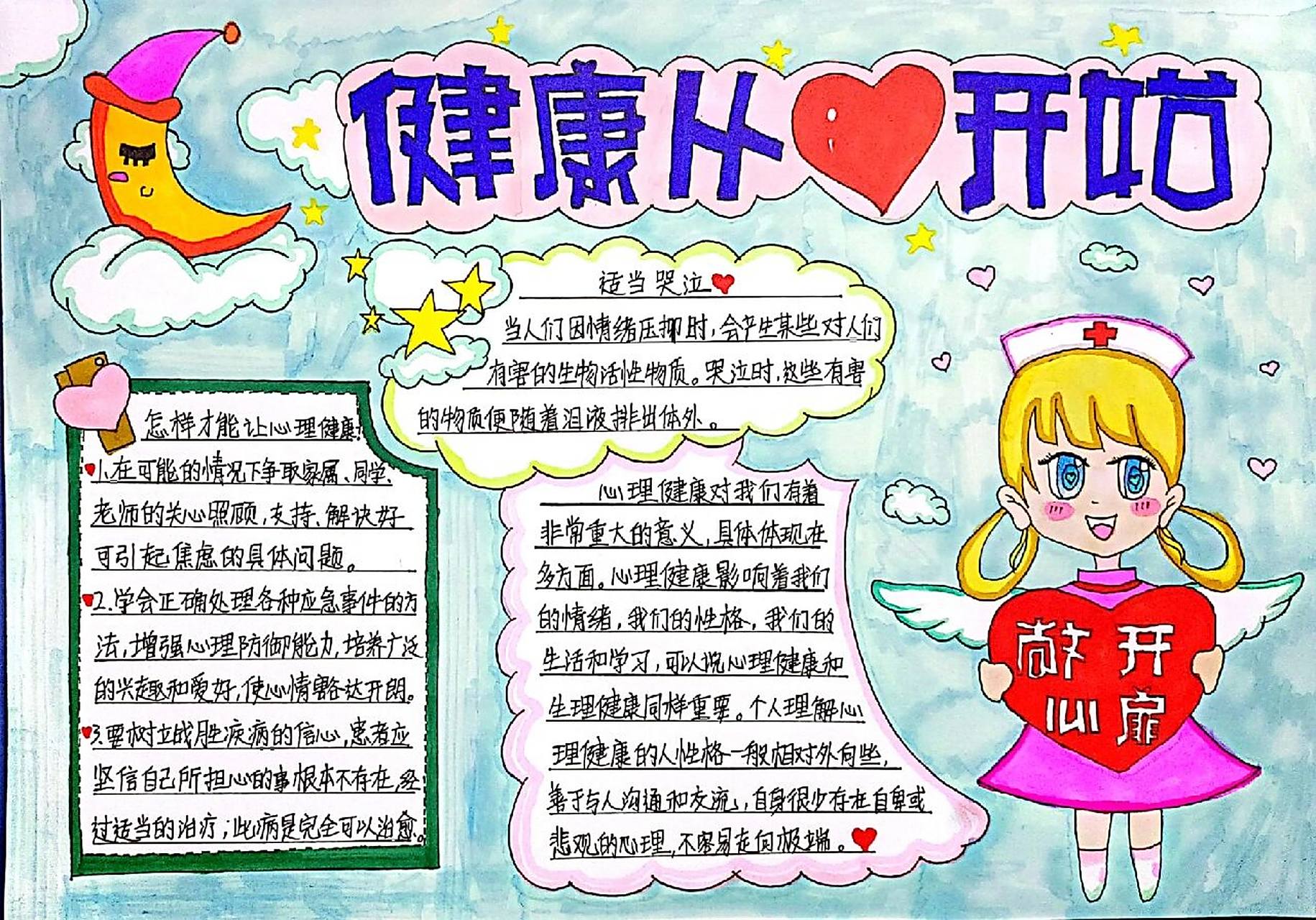 健康从心开始 心理健康手抄报