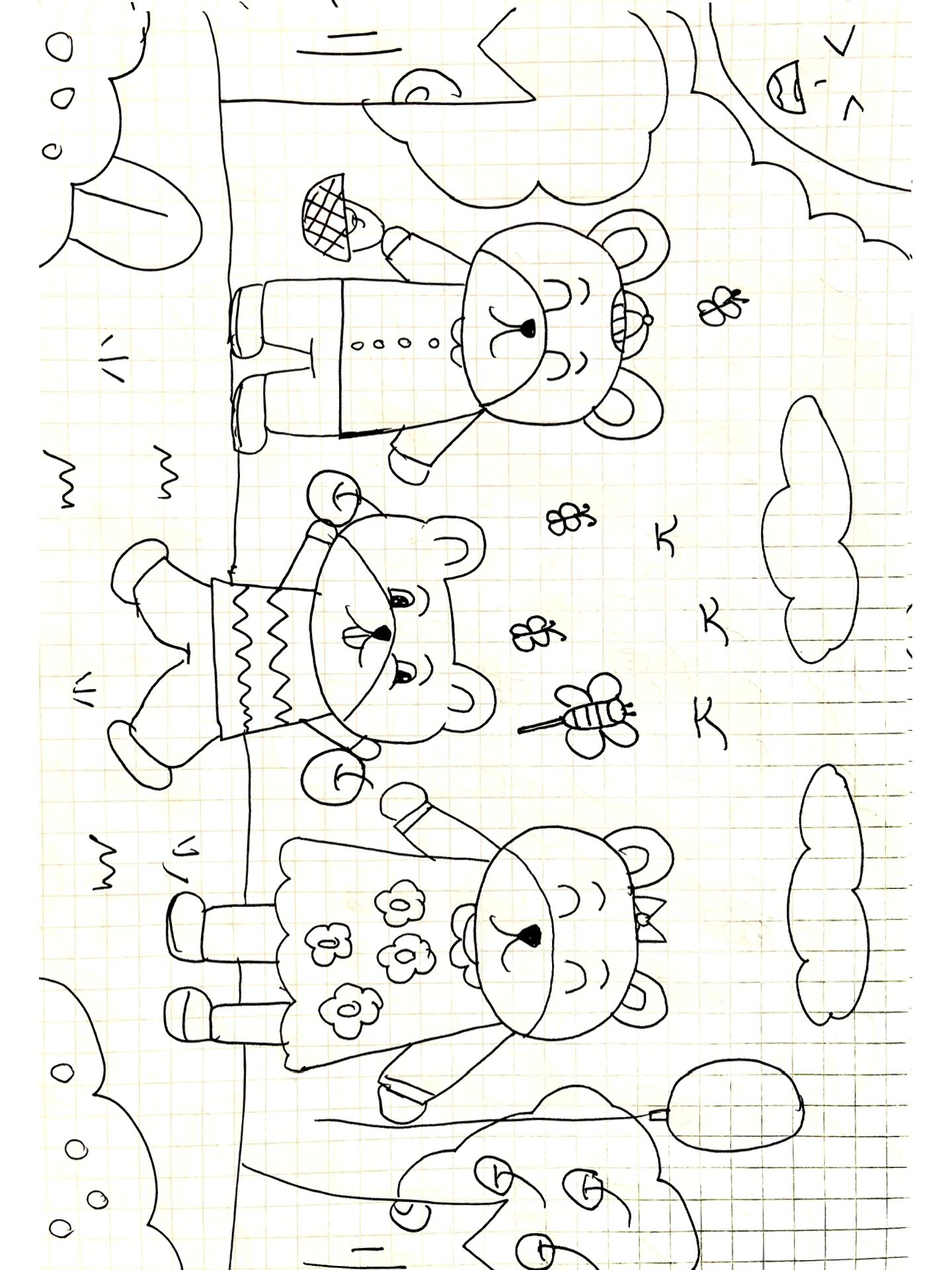 (83/1000)简笔画打卡—《快乐的小熊一家》