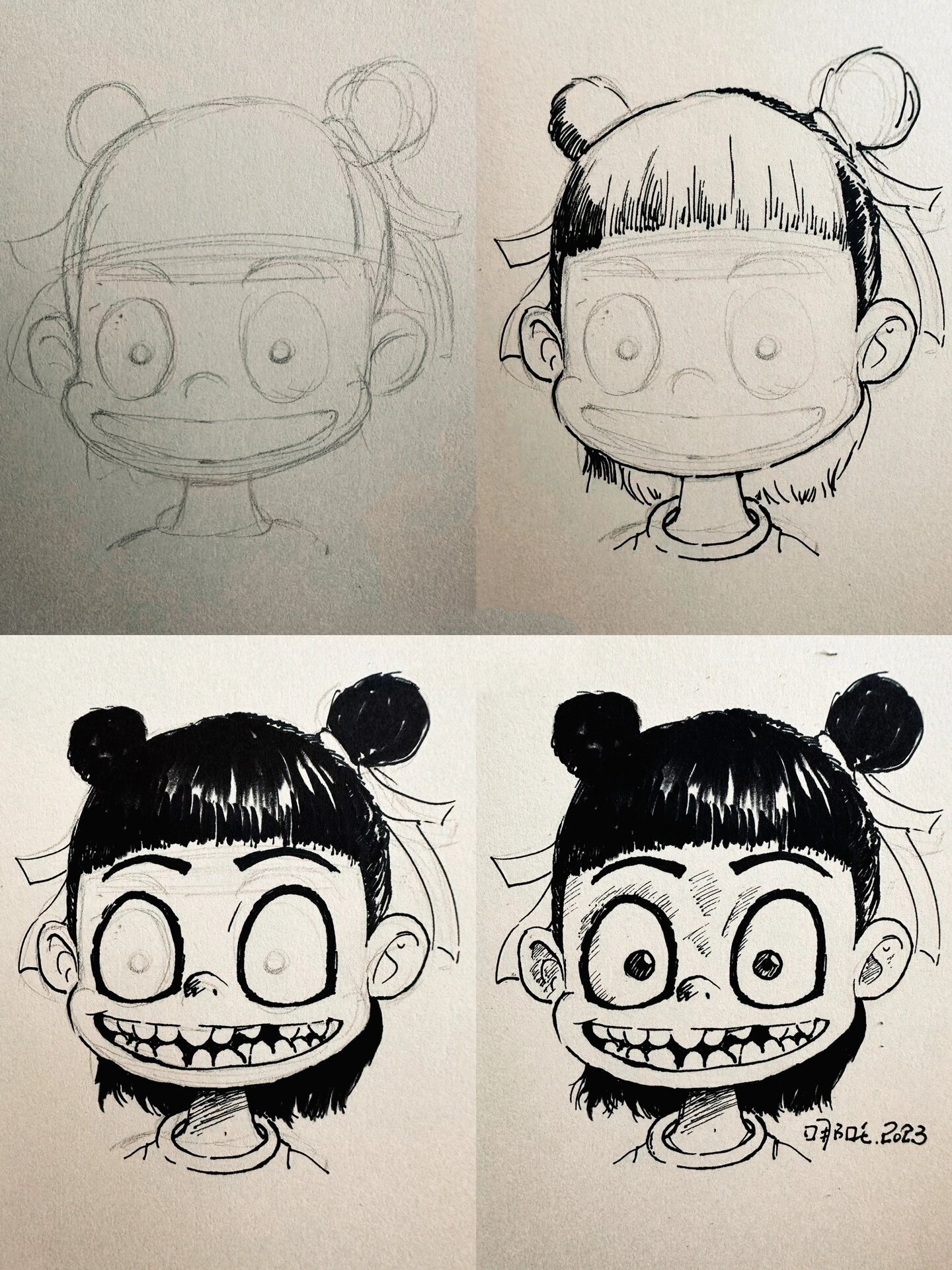 哪吒 针管笔速写 五步学会超简单 千万别学,因为一学就会,魔童哪吒来