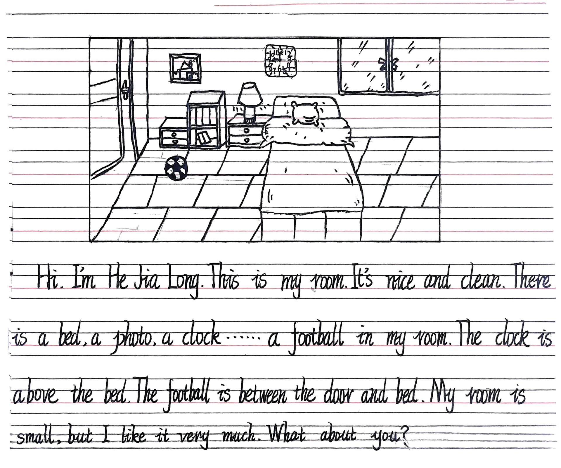 bedroom 五年级英语上册 unit5作文:我的卧室 乡镇小学 英语优秀作文