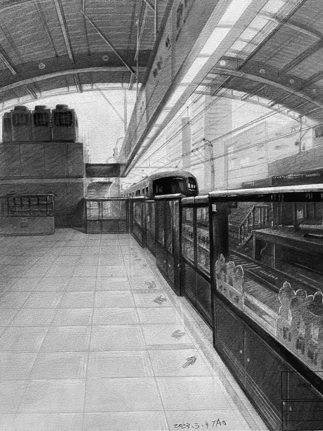 收集的一些场景素描,画面的整体美感