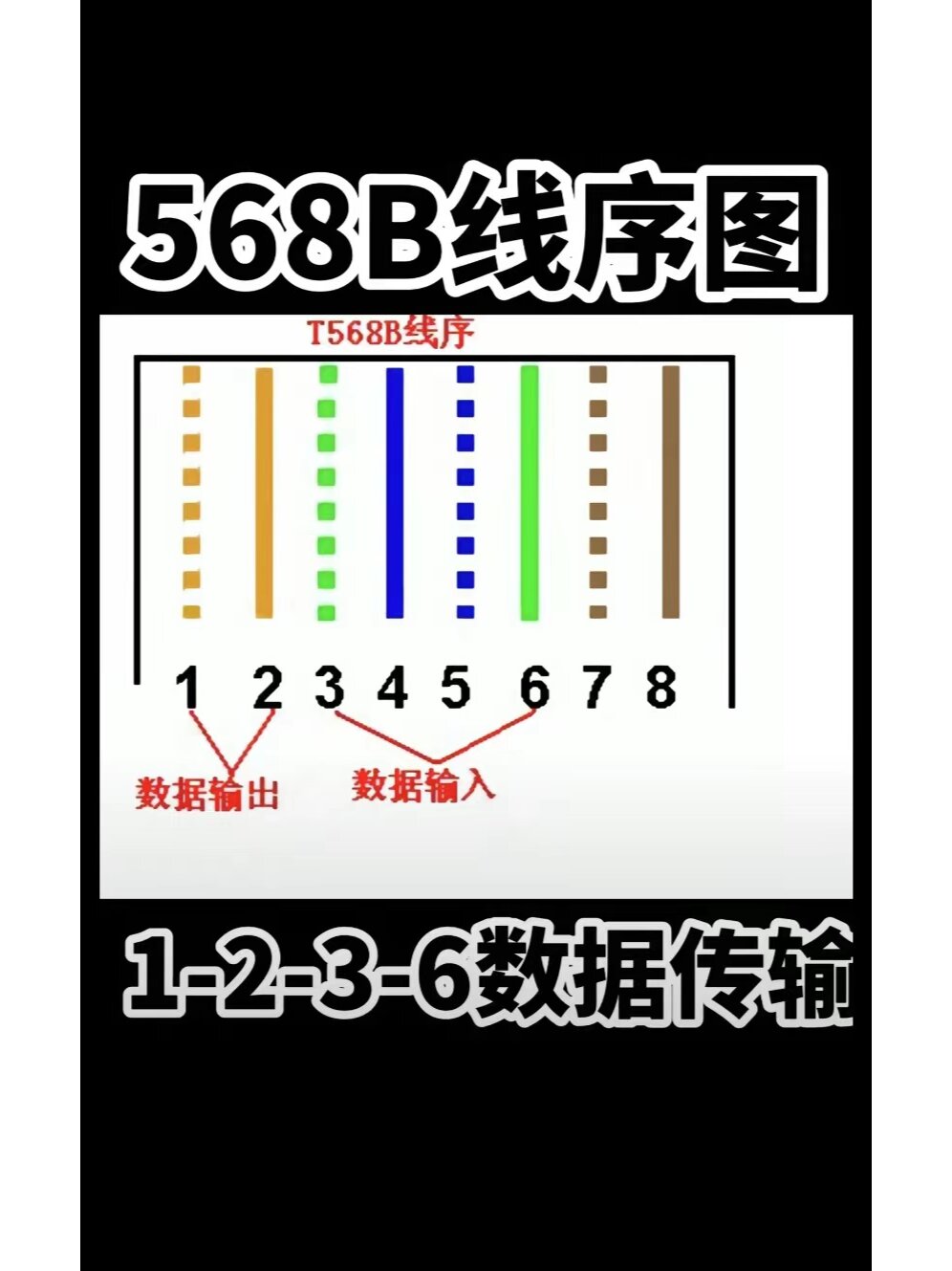 网线水晶头的线序图,新手可以看看