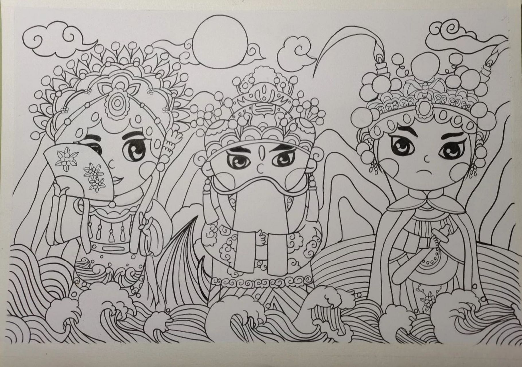 戏曲儿童画 台上一分钟,台下十年功.