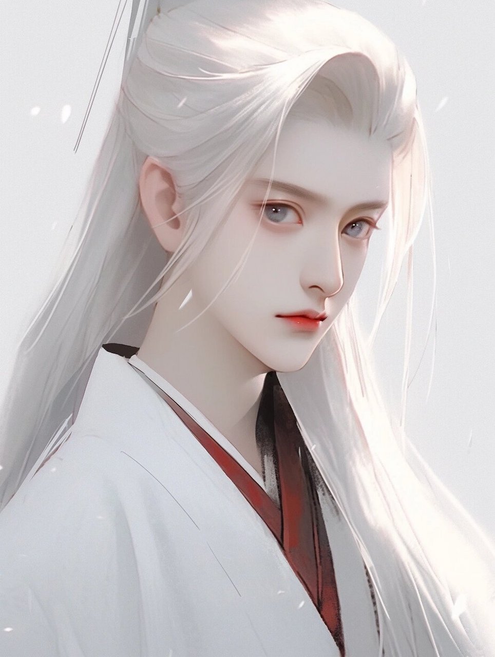 古风 白发美艳男配 男生头像 男生25 他宛若青玉般温润,肤色如初