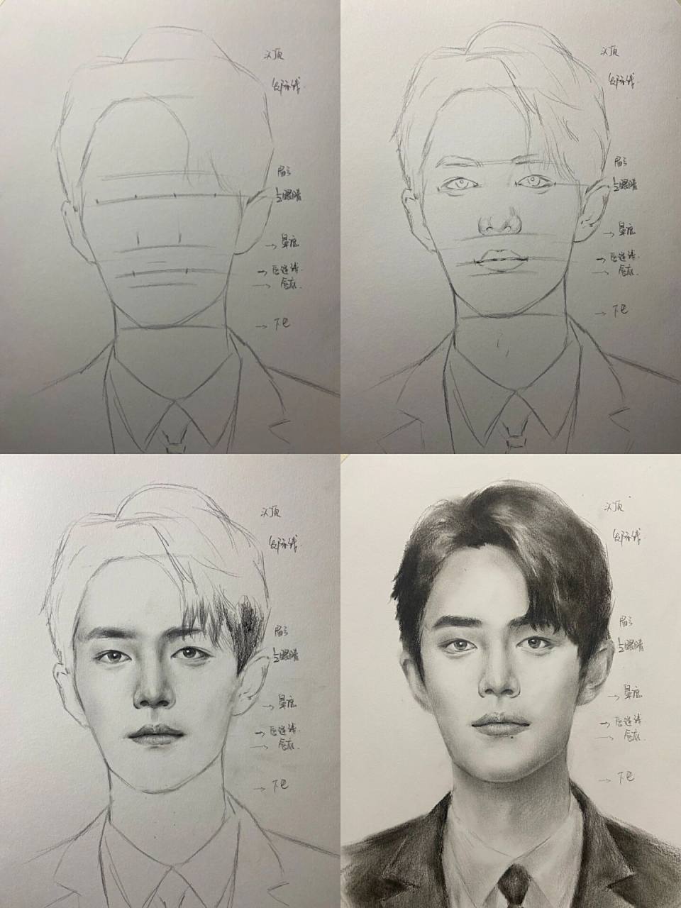 素描人像步骤图! 同学们赶紧画起来吧