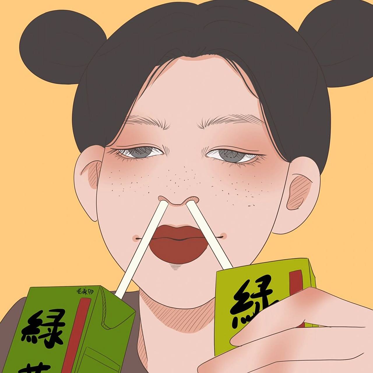 插画 | 头像 | 傻屌头像 | 喝绿茶吗71 图片可做个人头像,个人壁纸