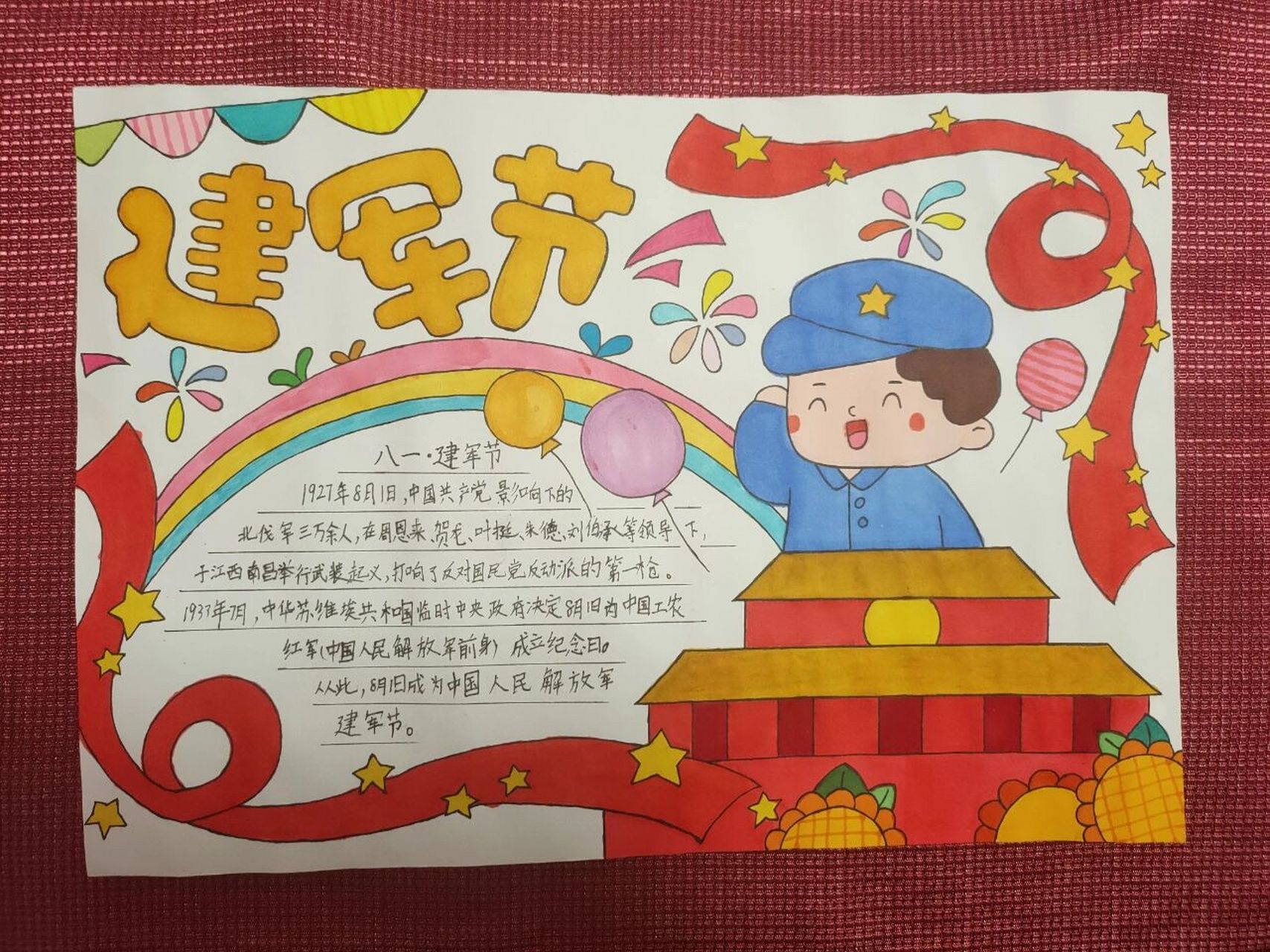 八一建军节手抄报 老师要求的暑假作业09,我家一年级小朋友不会