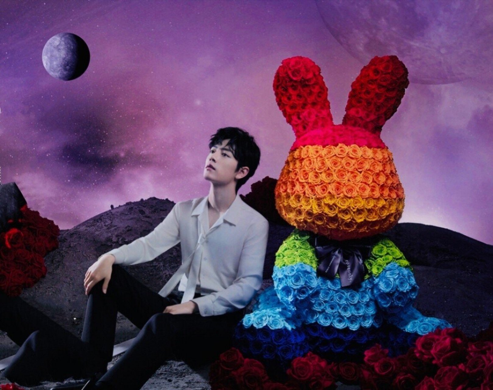 肖战同款彩虹兔 第一次手工,终于完成了,虽然不太完美.