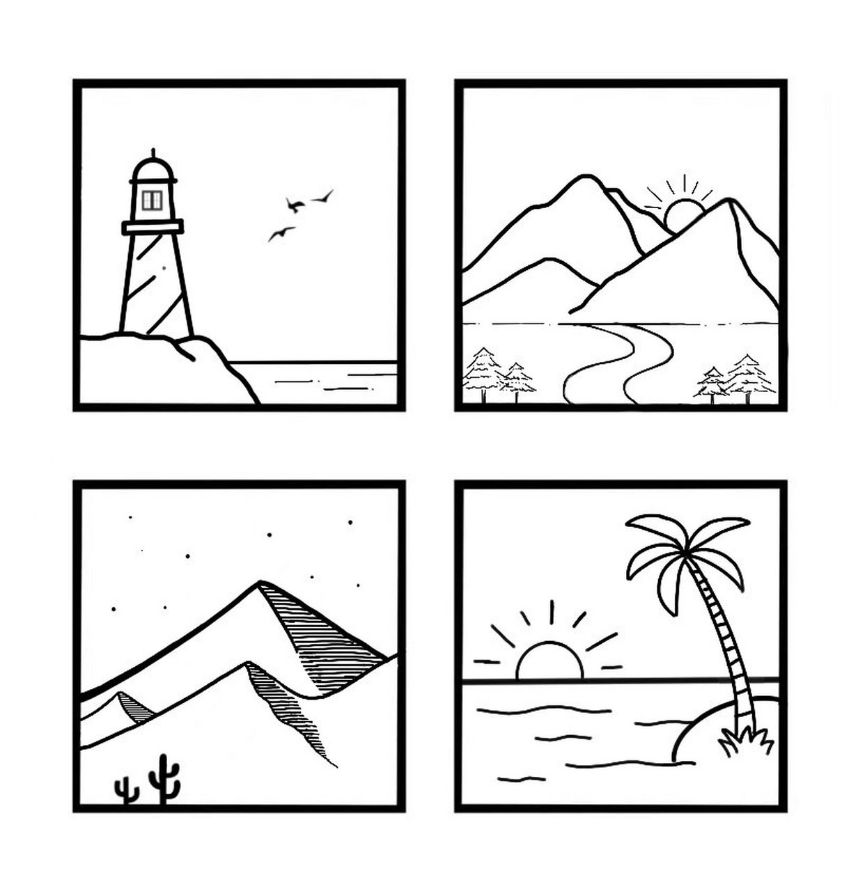 超可爱ins风景简笔画93 日落归山海 山海藏深意92 96:ipad-pro