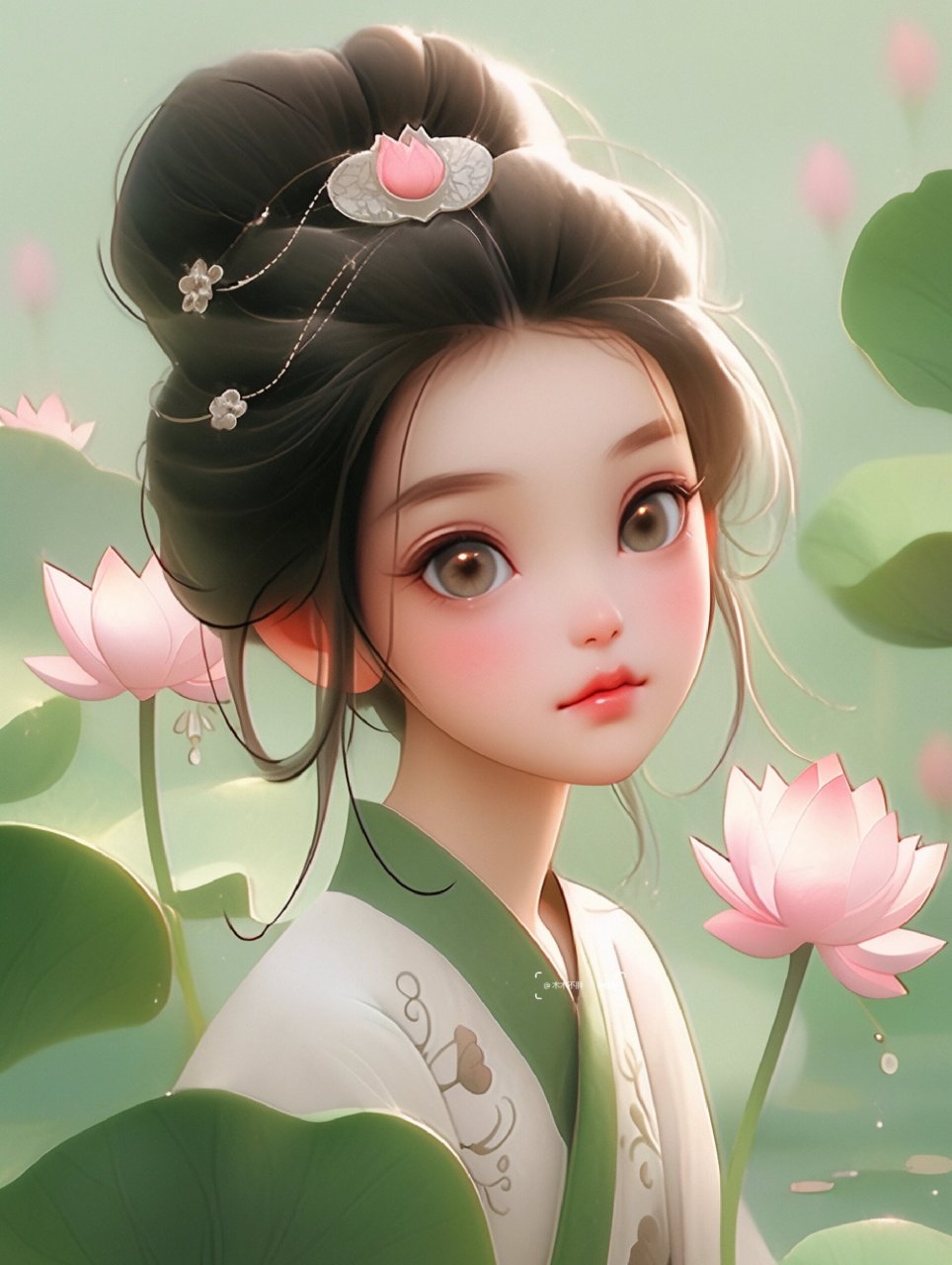 可爱女生头像|古风汉服|荷花女孩仙气壁纸 荷花仙子,好运连连头像