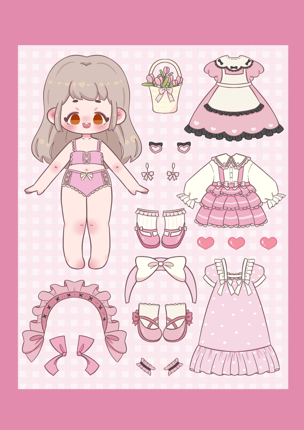 原创少女换装插画 | 可爱少女换装贴纸