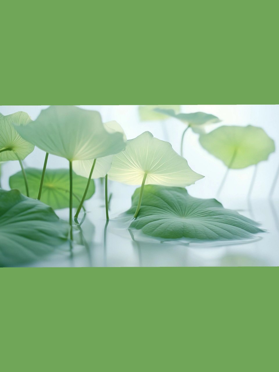绿色壁纸‖透明质感夏日清凉创意荷叶背景③  如果世界上有绿色半透明