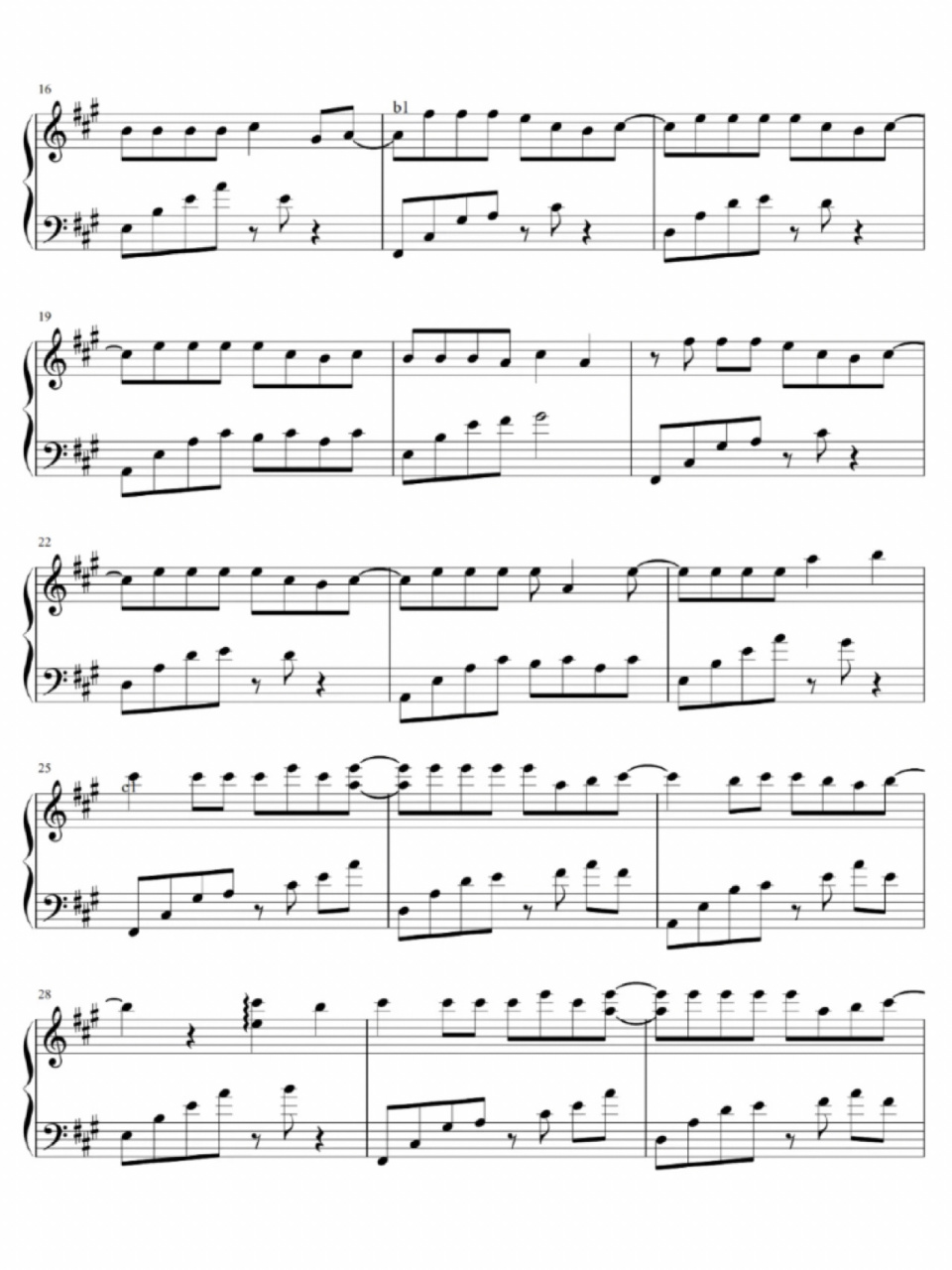 《迷失幻境》钢琴谱 五线谱 简易版