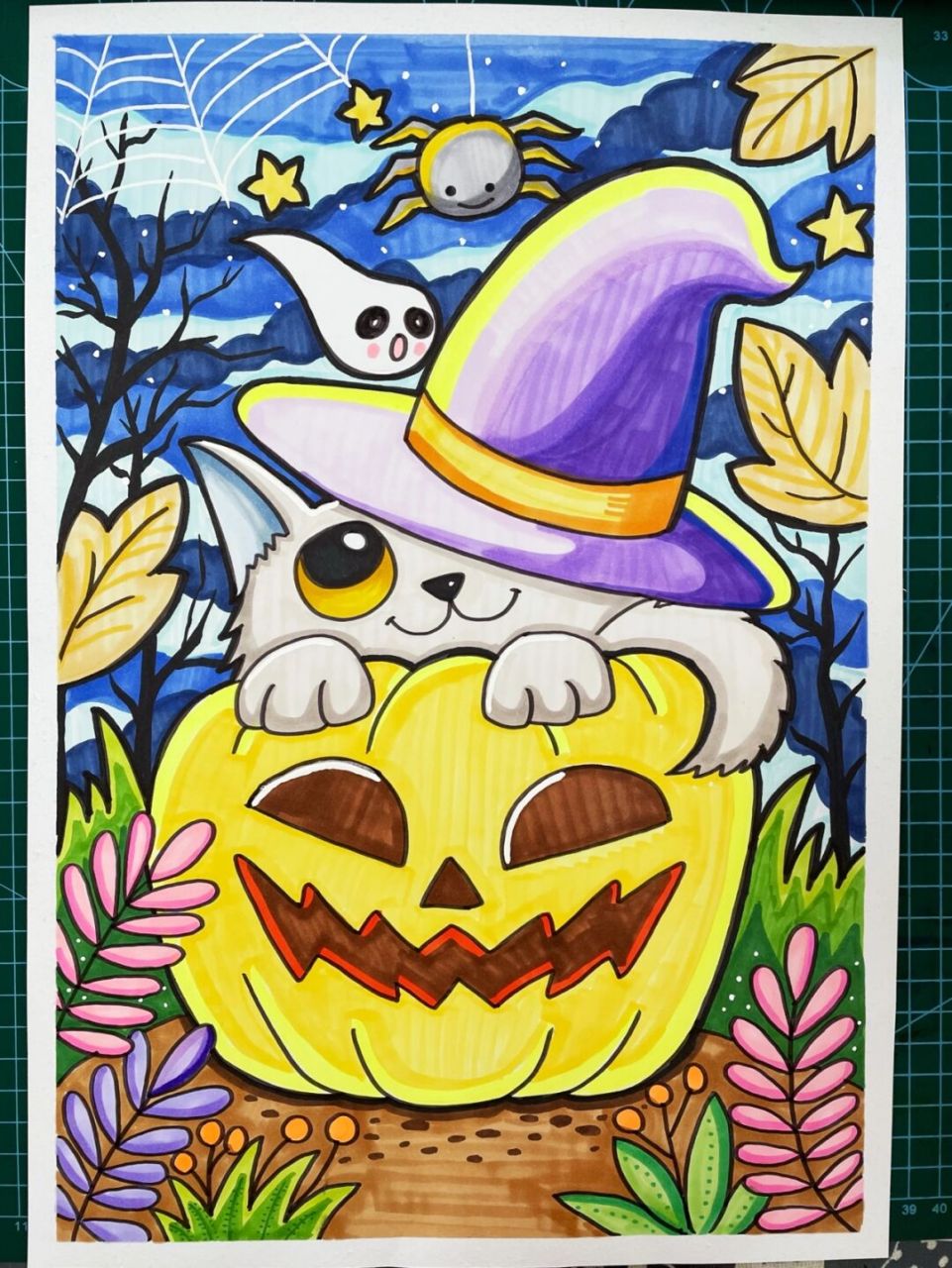 万圣节马克笔动漫绘画 万圣节马上到了,来一张万圣节主题绘画.