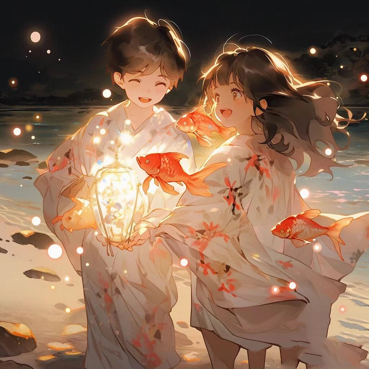 锦鲤头像来了. 情侣头像.