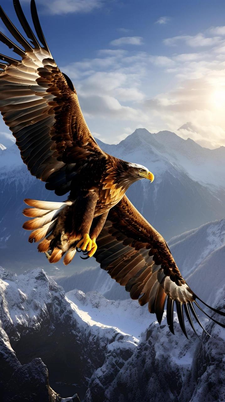 金雕展翅 金雕是鹰科中的大型猛禽,被誉为"山中之王".