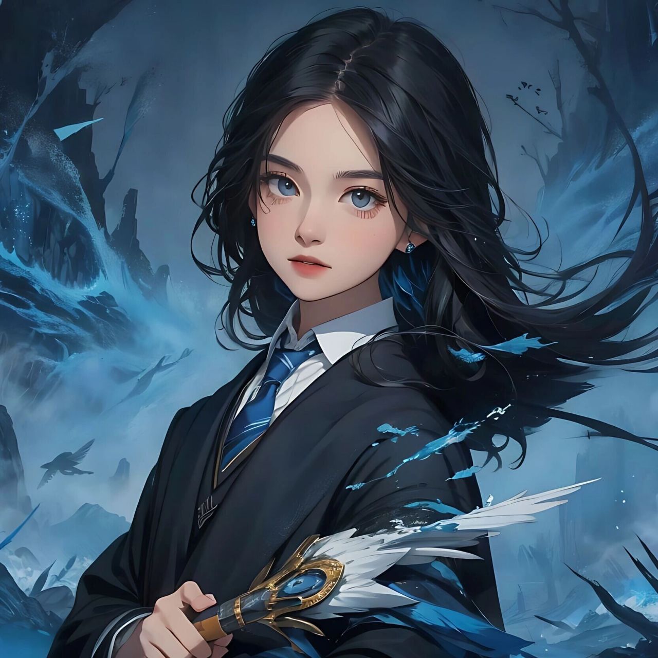 蓝色系高冷女生头像61拉文克劳的睿智与清醒