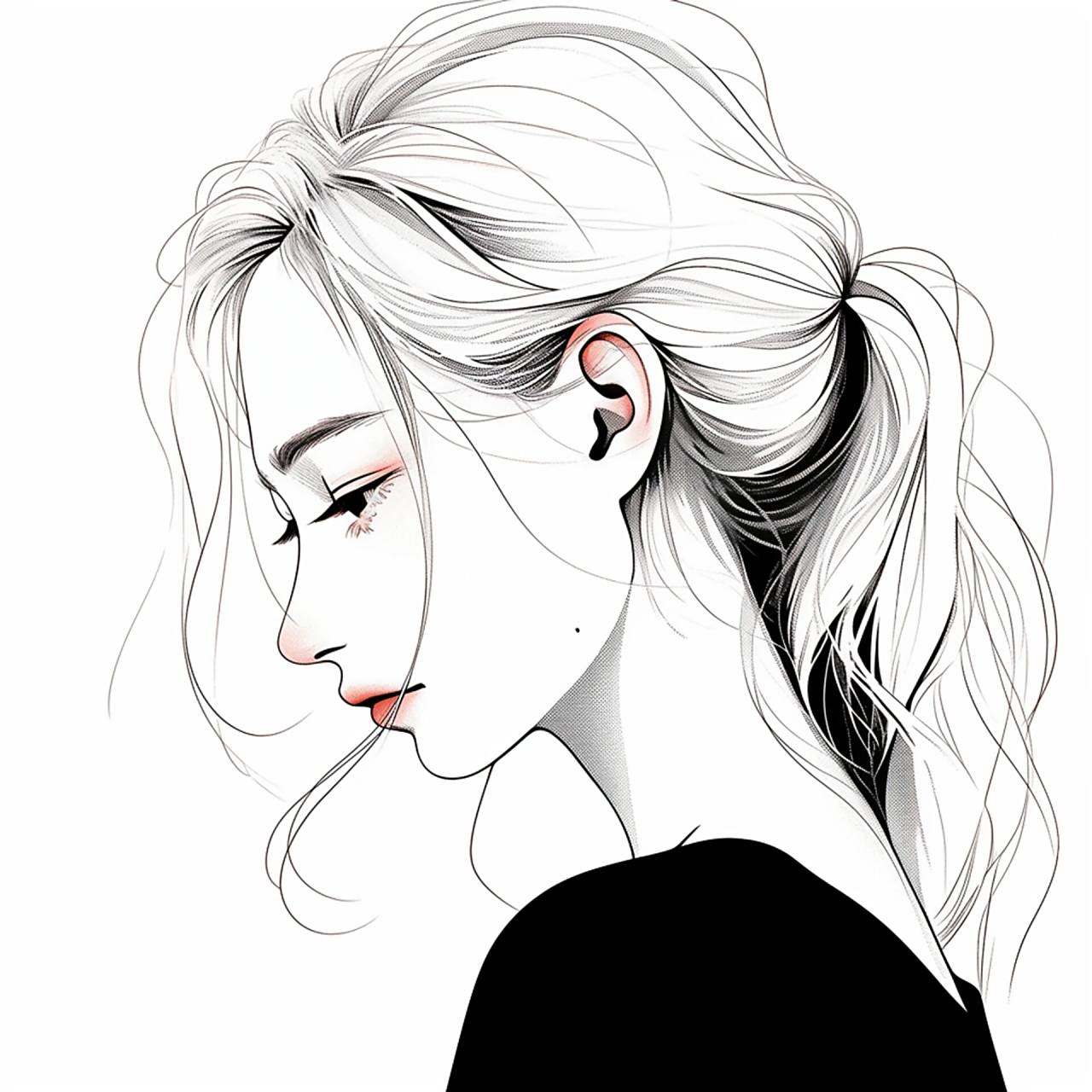 简约又有内涵的极简黑白女生头像!