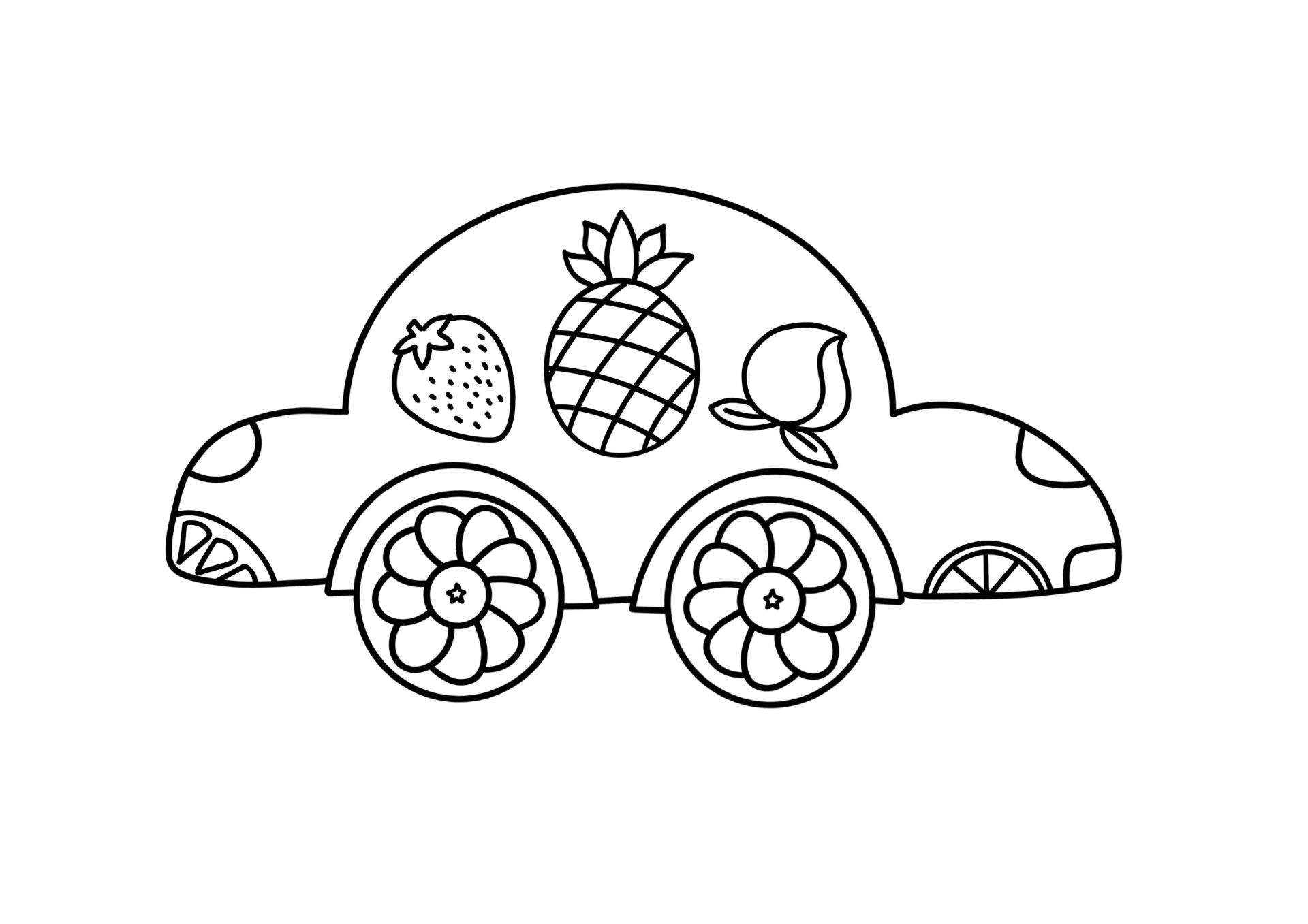 儿童画/《水果汽车》/儿童创意美术 画种:儿童画 年龄:5~8岁儿童 材料