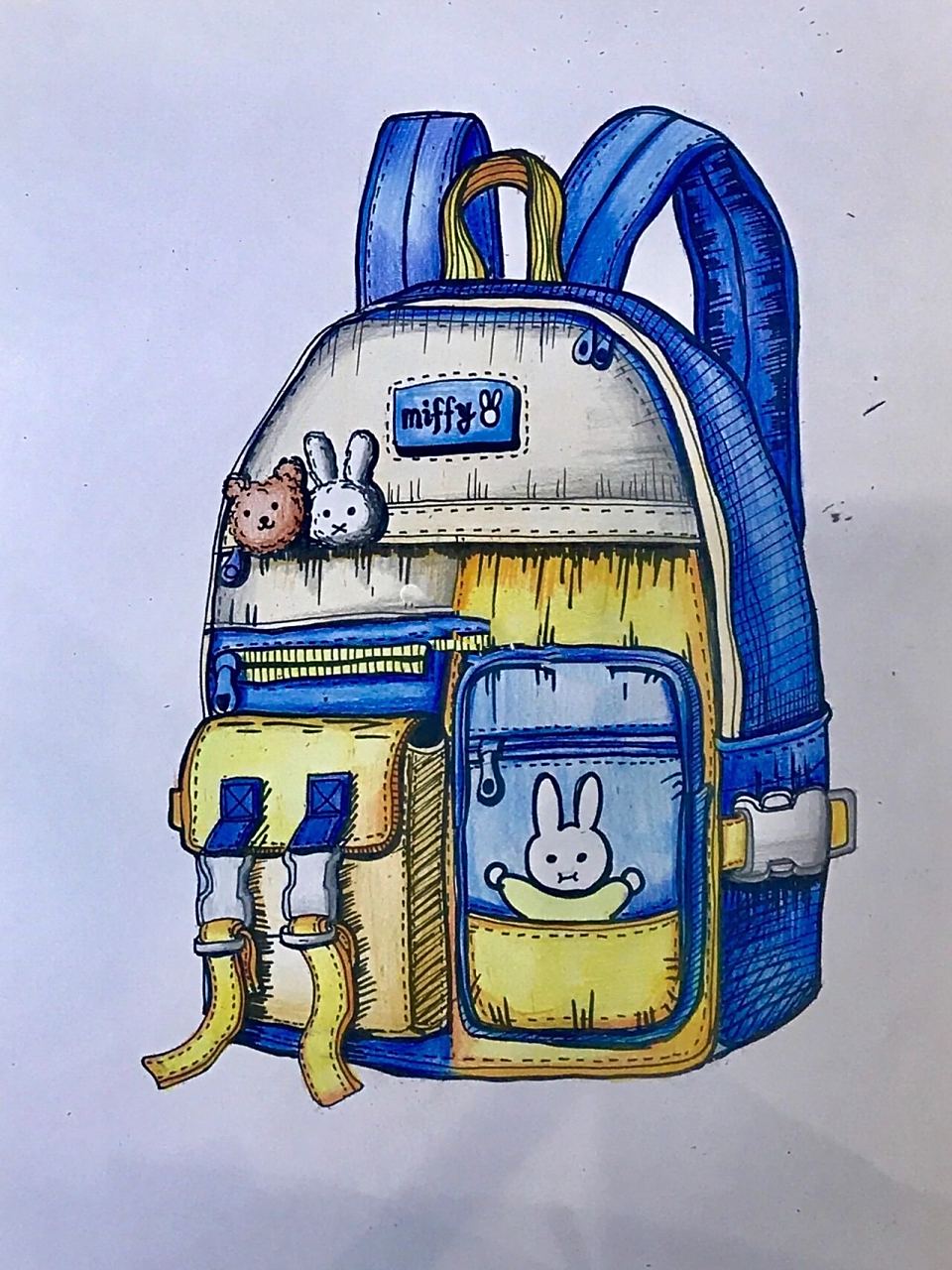马克笔线描《书包》 马克笔➕线描 课程:适🈴️1.