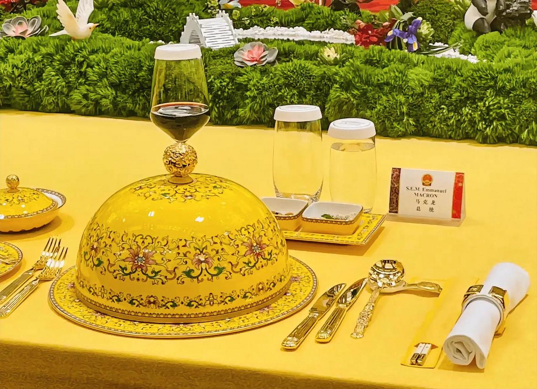 法国总统马克龙访华期间接待宴的顶级餐具, 精美绝伦,无与伦比, 高端