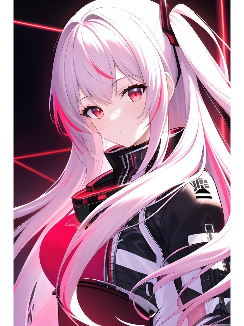 炫酷赛博朋克风女战士,动漫二次元绘画人物