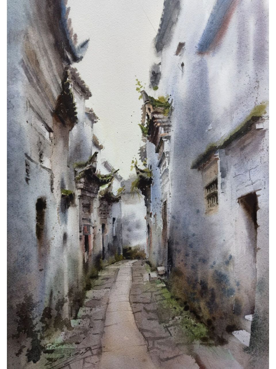 水彩风景《古韵徽州》