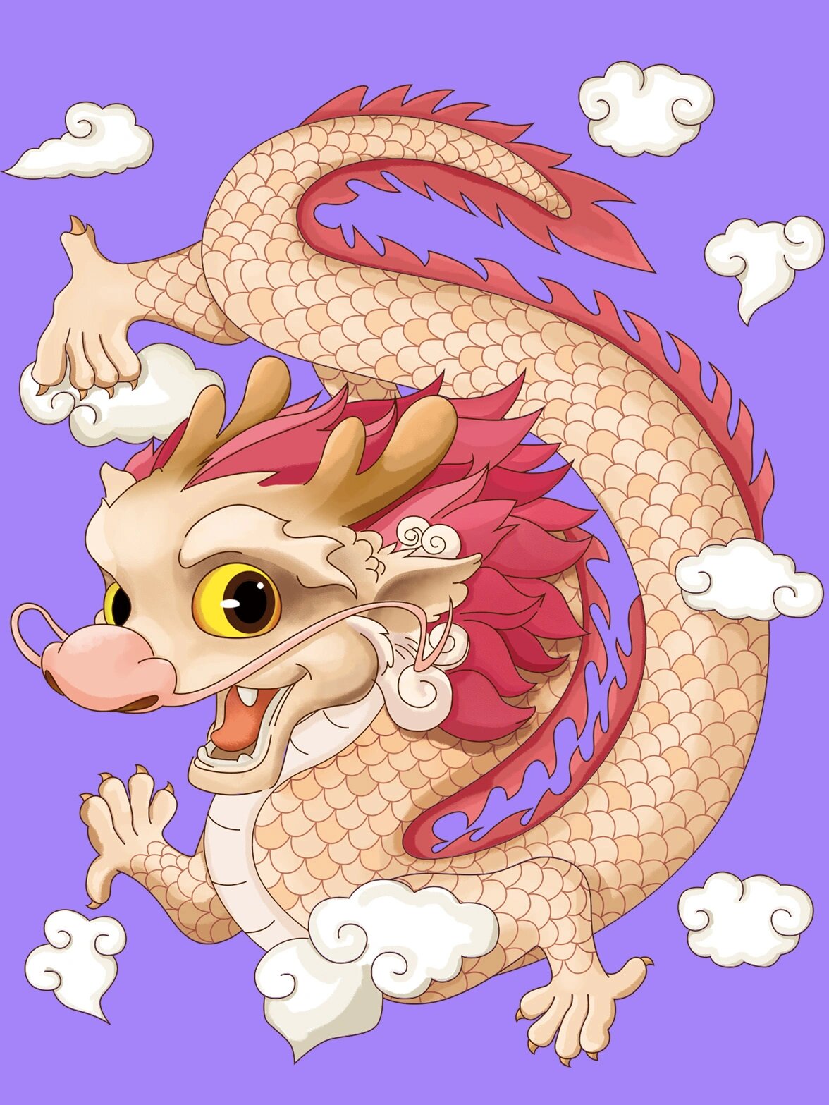 可爱生肖龙插画ip卡通萌宠形象 飞龙在天ip卡通形象 萌宠活泼有趣