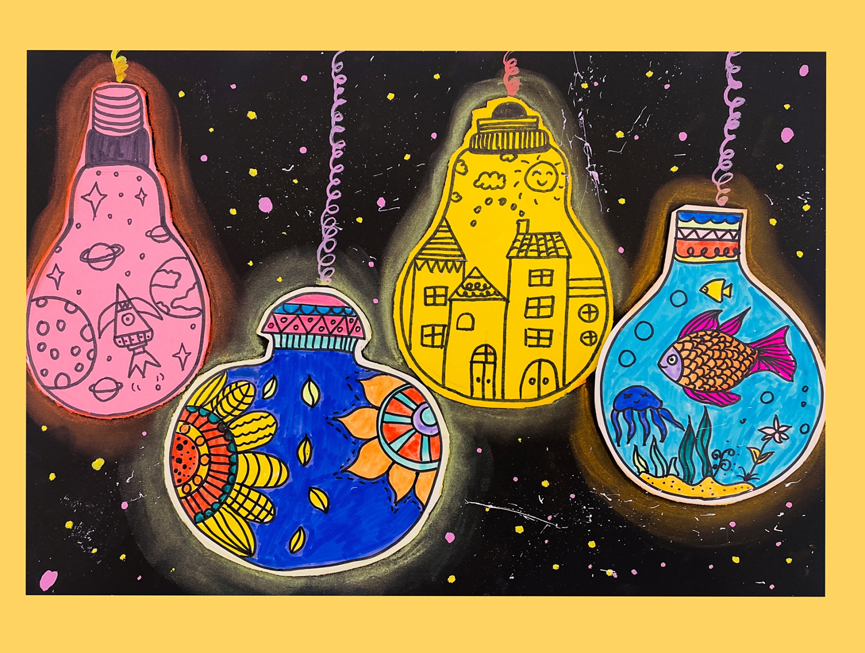 95灯泡里的世界 创意儿童画 (含课件) 本节课的主题《灯泡里的世界