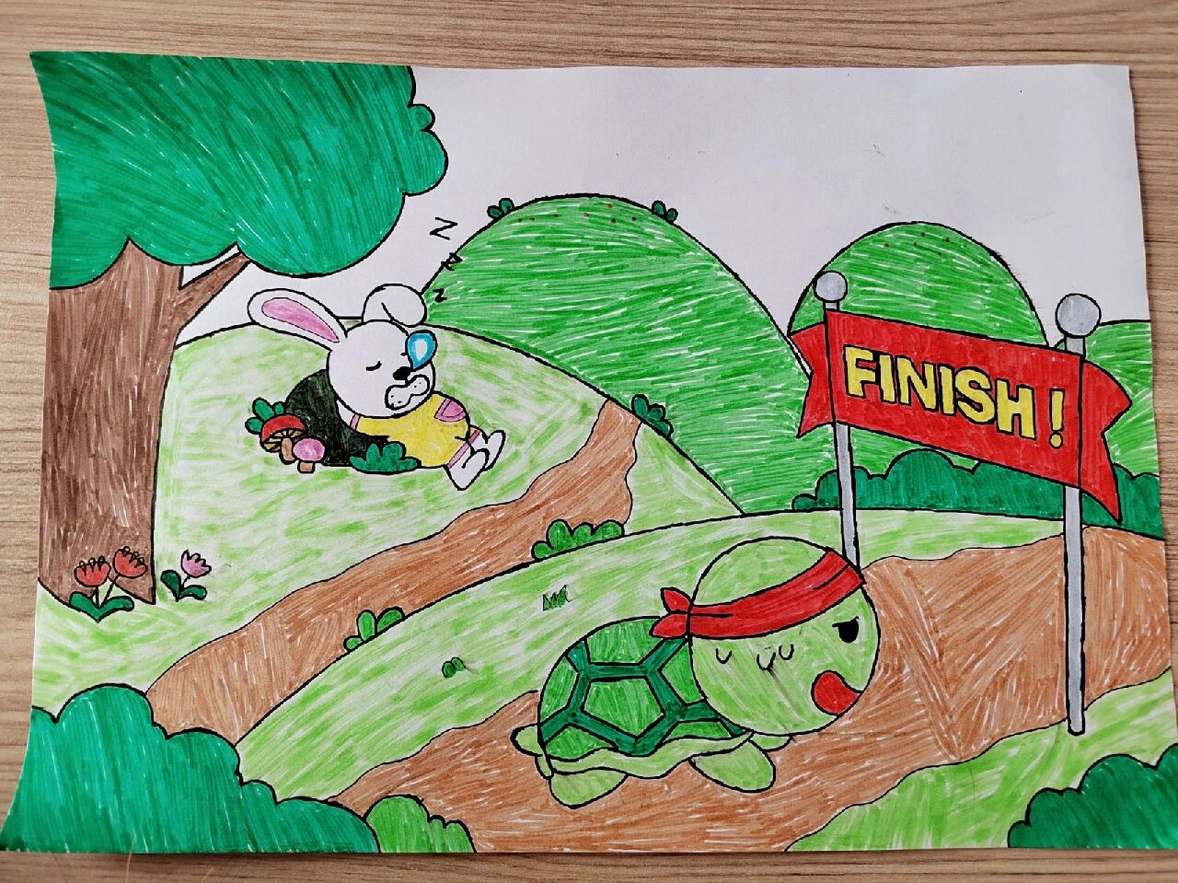 儿童故事简笔画, (龟兔赛跑)简笔画配画 小学儿童故事配画,儿童故事简