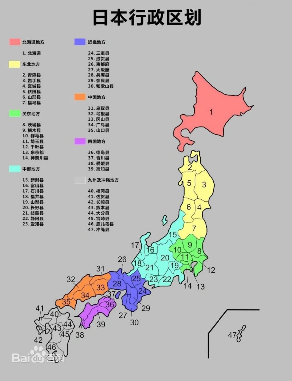 日本行政区划 全国分为1都(东京都:tokyo),1道(北海道:hokkaido),2府