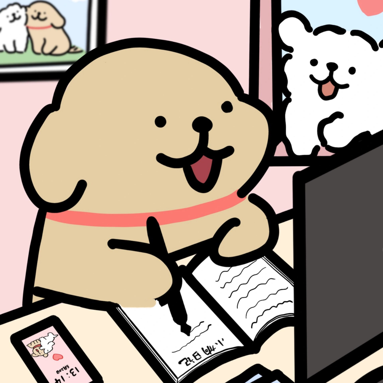 头像|线条小狗情头 今天的修狗也要乖乖写爱情日记噢