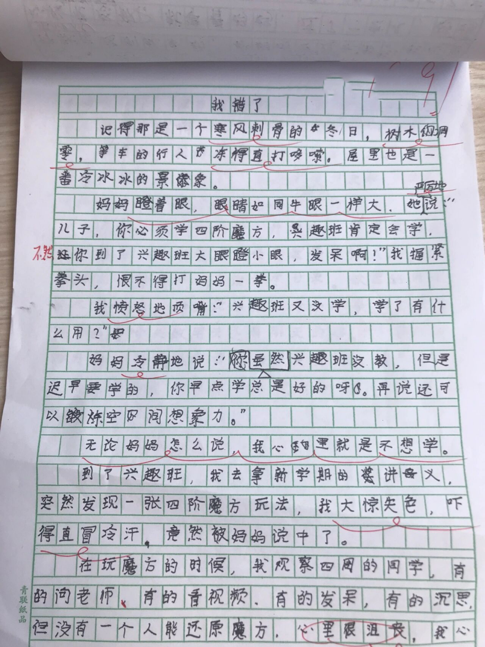 小学优秀作文|写事|《我错了》