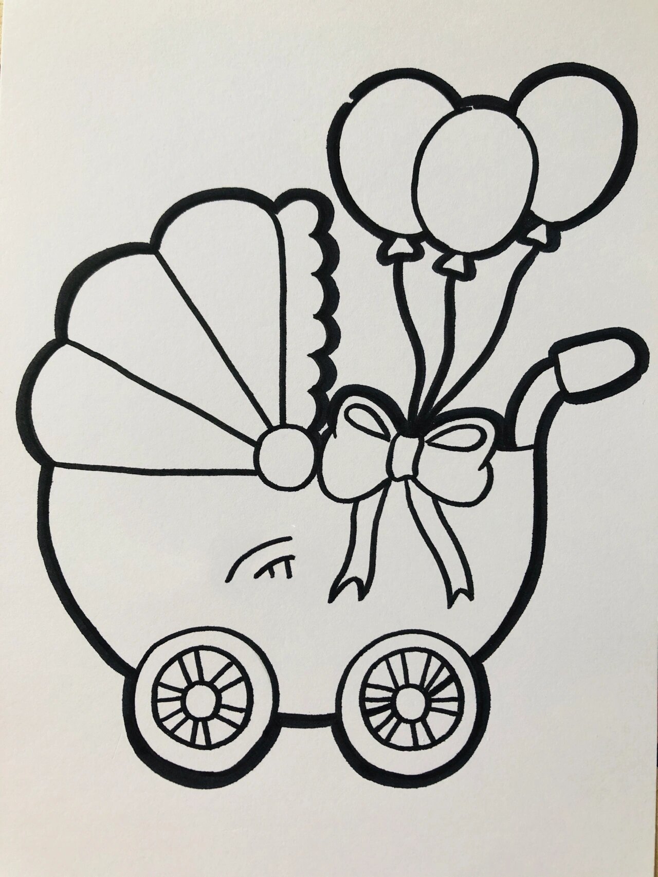 粉粉婴儿车 马克笔画 儿童画