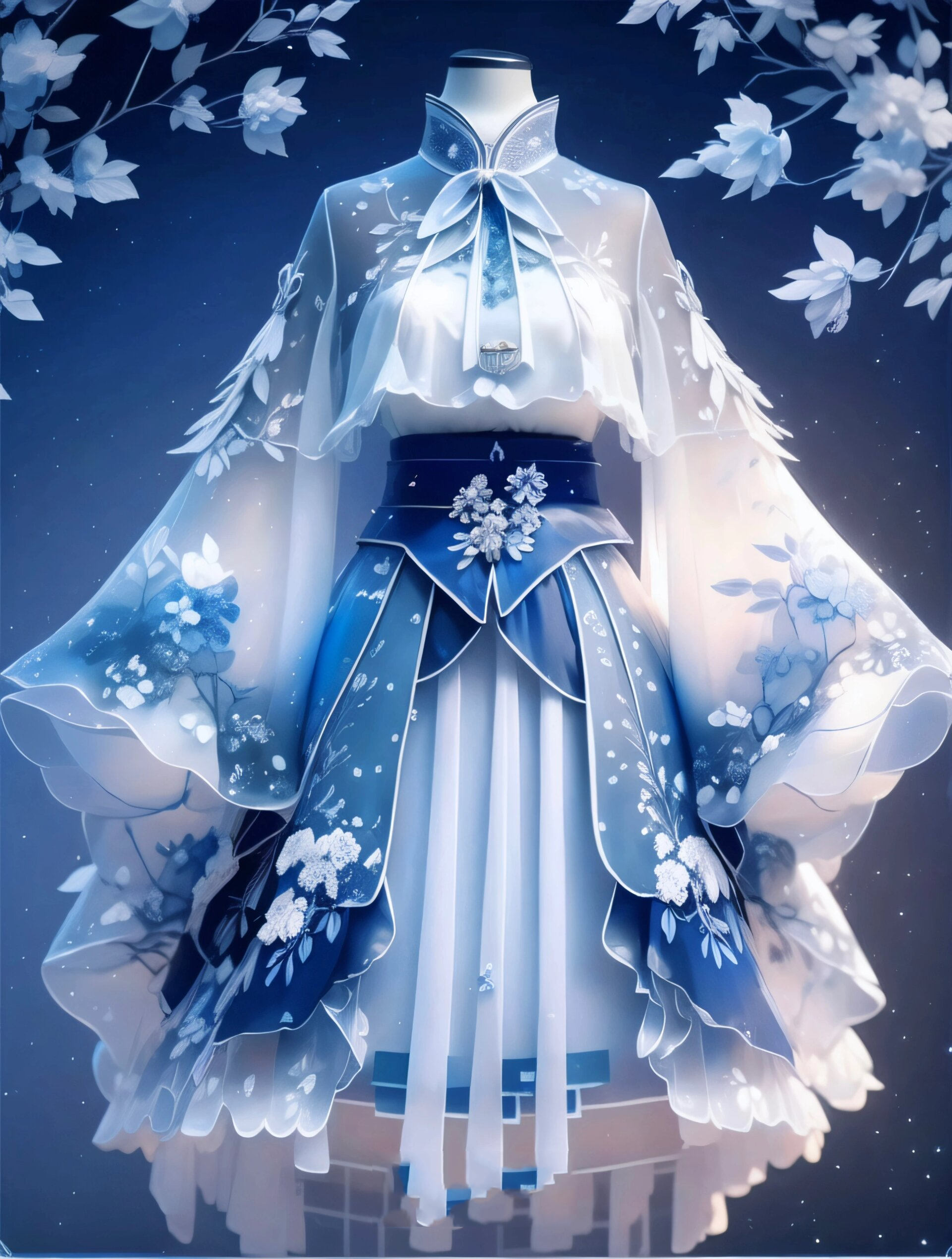 青花瓷色骑士服,青花瓷色连衣裙,公主裙