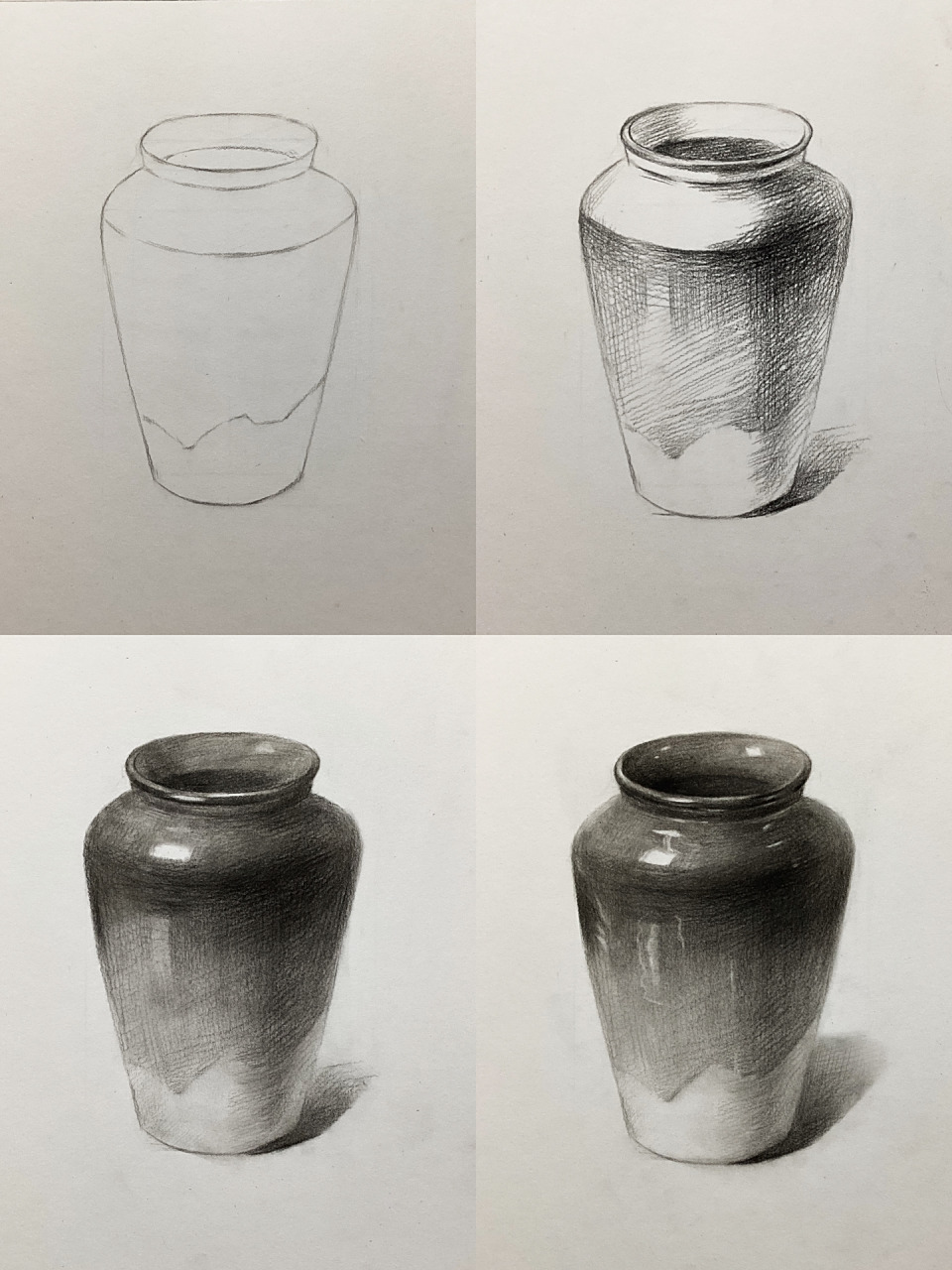 素描基础 | 罐子图文步骤 罐子形状并不复杂,但是需要注意罐口的透视