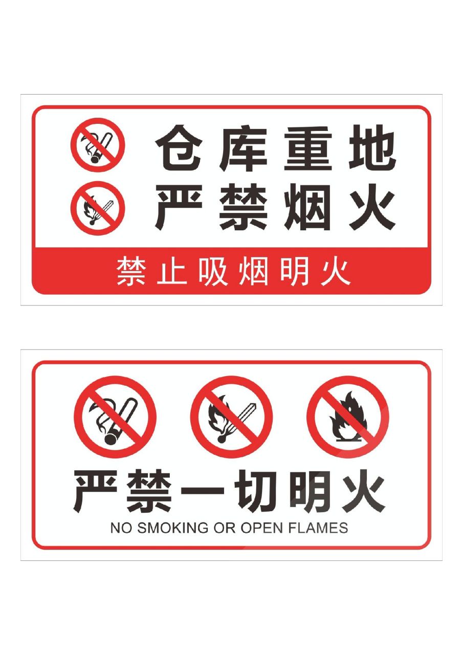 仓库重地严禁烟火警示牌贴纸工厂车间禁止吸烟明火提示牌仓库标识牌