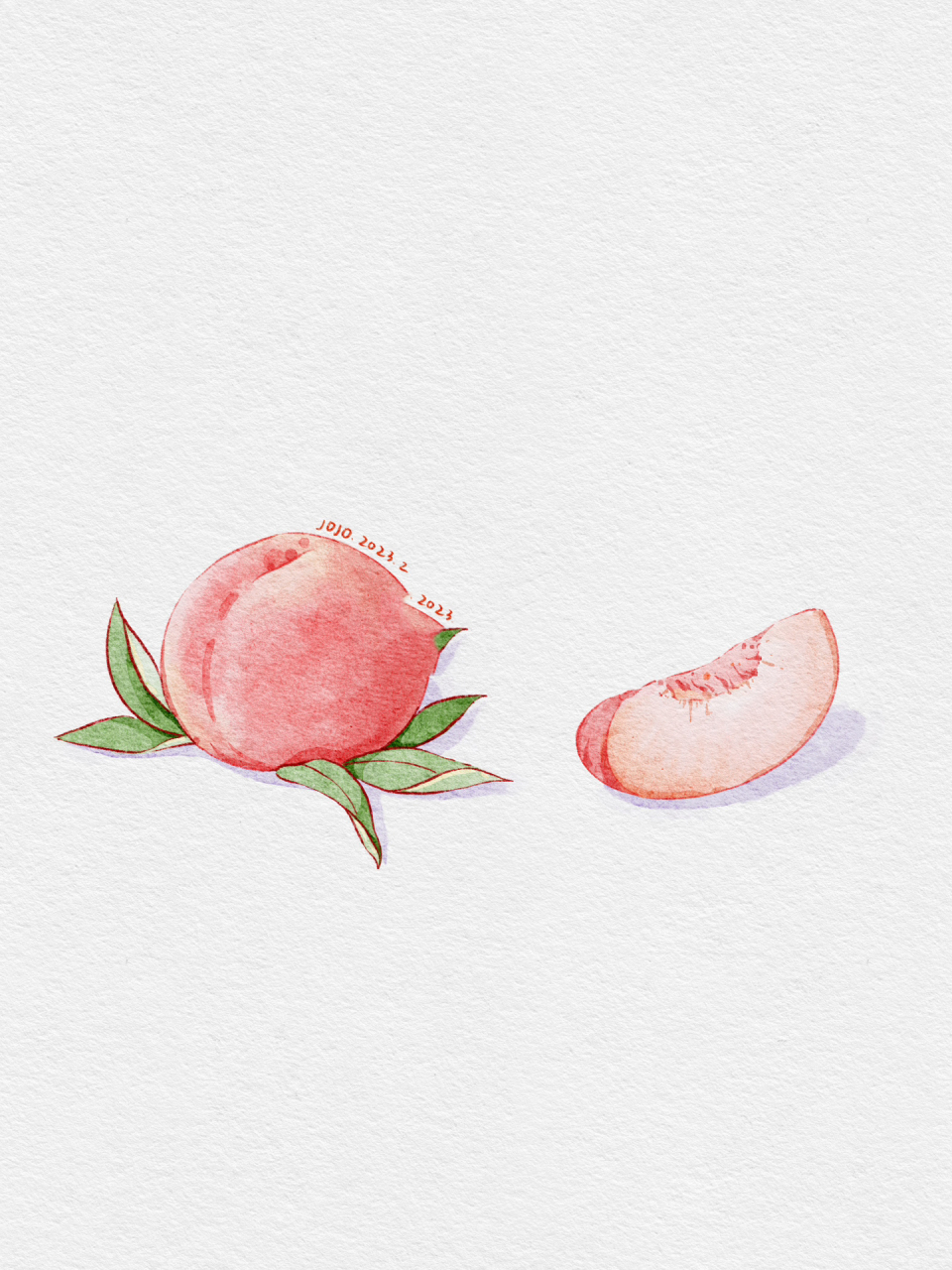 ipad水彩画美食水果-水蜜桃子～99 分享一颗水彩桃桃子教程～ 99