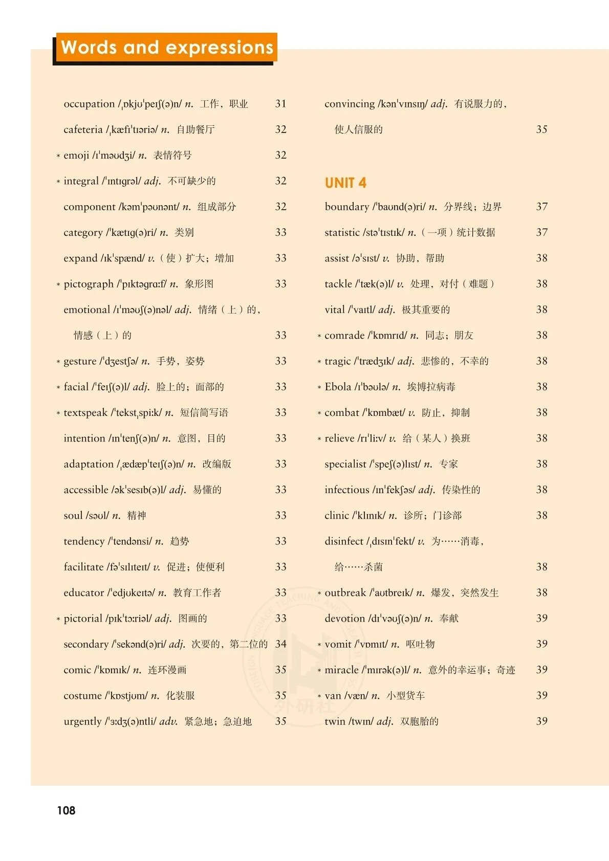 外研版高中英语选择性必修二单词表