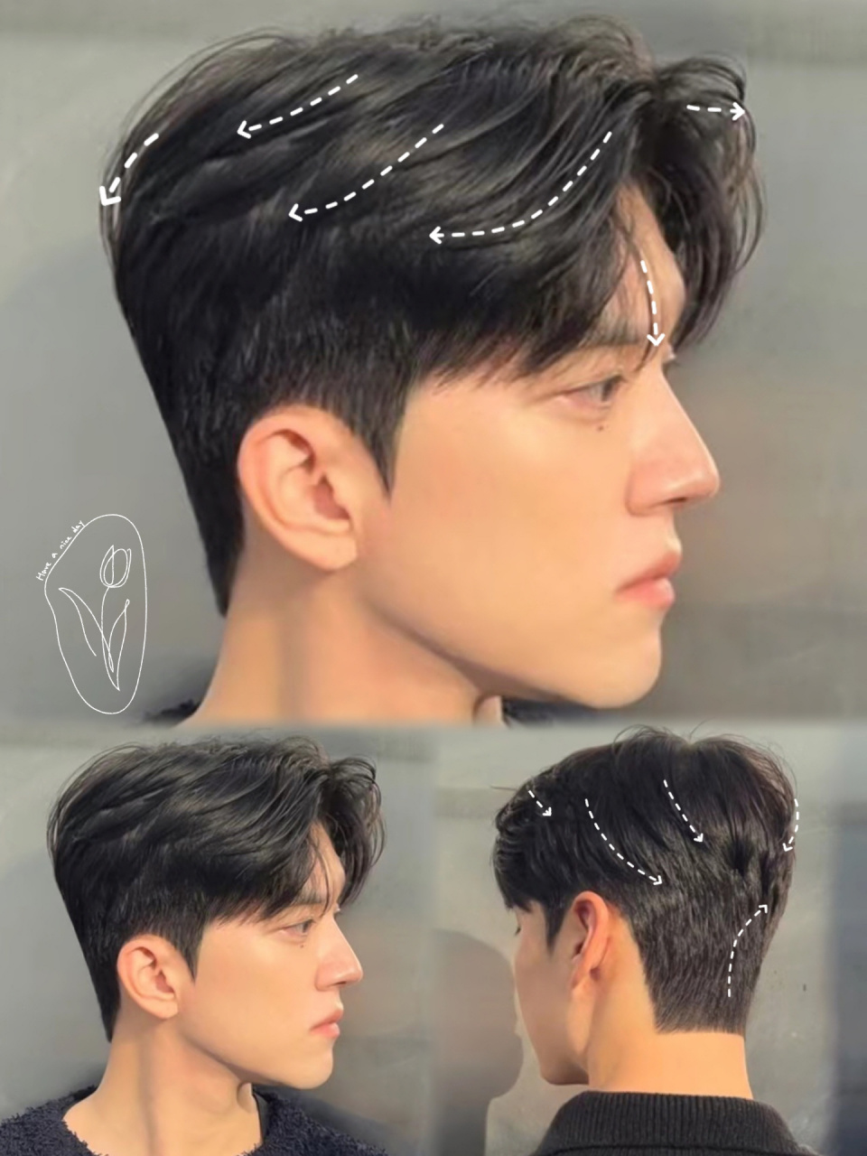 韩式三七分纹理韩式设计, 男生发型做对的真的很加分 长脸真的烦＃