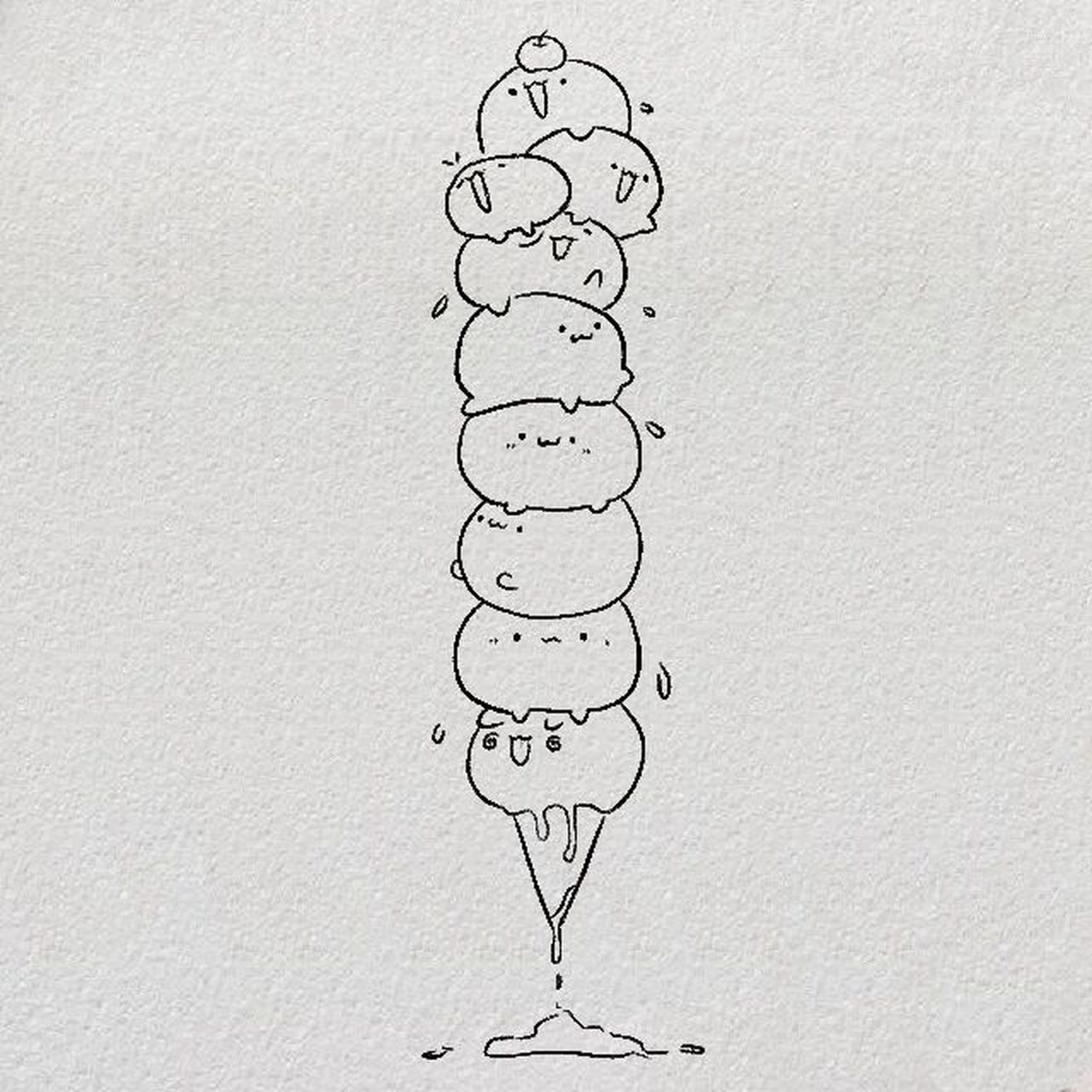 简笔画大全07 吃冰激凌啦90#简笔画教程