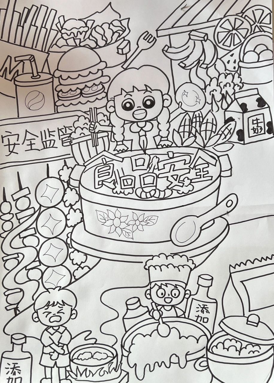 食品安全主题画 代画各种主题画 食品安全漫画 食品安全手抄报,第一次